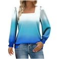 thumbnail image 2 of Yuyuzo Chemises à Manches Longues pour Femmes Col Carré Hauts Décontractés Automne Coupe Ample Tunique Confortable Chemises Blouses, 2 of 7