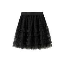 SWSMCLT Women's Ruffle Tutu Skirt Mesh Skirt Summer Bubble Skirt Pleated Chiffon Cute Aline Fashion Mid Thigh Black X-Small-Large