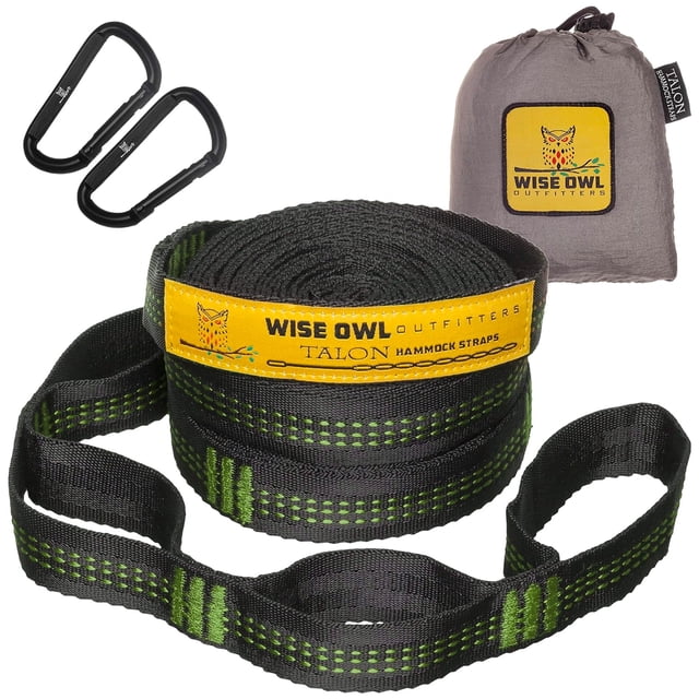 Correas para Hamaca Wise Owl Outfitters de 3 metros con Mosquetones y 38 Anillas