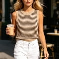 thumbnail image 5 of Karight Womens Round Neck Sleeveless Striped Knit Tank Tops Casual Ribbed Trim Sweater Vest, 5 of 9