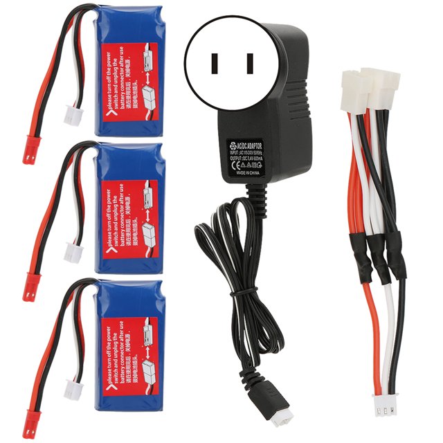 Batería para helicóptero RC de 7,4 V, 1100 mAh, con línea de conversión de 3 vías, compatible con WLtoys V913 US 100-240 V