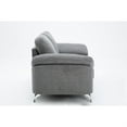 thumbnail image 3 of Nel 64 Inch Loveseat with Soft Gray Linen- Chrome Metal Legs- Solid Wood, 3 of 6
