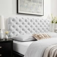 thumbnail image 2 of Tufted Headboard, Full Queen Size, Velvet, White, Modern Contemporary Urban Design, Bedroom Master Guest Suite, 2 of 7