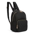 Becool Women's Nylon Medium Black Backpack with Quilted Front Pocket