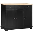 thumbnail image 2 of HOMCOM Kitchen Storage Cabinet, Sideboard Floor Cupboard with Solid Wood Top, Adjustable Shelf, and 3 Drawers for Living Room, Black, 2 of 9