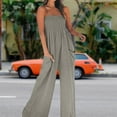 thumbnail image 2 of Combinaison Décontractée pour Femmes, Dos Nu, Taille Haute, Couleur Unie, Plage, 2 of 9
