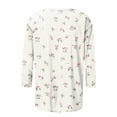 thumbnail image 5 of Xyxonk Beige 3/4 Sleeve Shirt Women Casual Three Quarter Length Sleeve T-Shirt Fashion Floral Print Shirts Soft Fall Crew-Neck Clothes Beige 2XL, 5 of 5