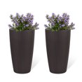 thumbnail image 2 of S-HOME Rounded Planter 22" High in Faux Rattan Design 2-Pack with Automatic Watering System for Indoor or Outdoor Use, 2 of 10