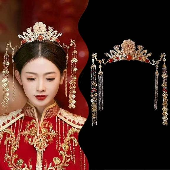 Tassel Headband Hanfu Hair Accessories Crowns Tiaras Wedding Party Bridal Headpiece For Xiuhe Dress