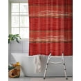 thumbnail image 2 of Split Shower Curtain for Transfer Bench, Red Wood Grain Fabric Shower Curtains for Bathroom, Farmhouse Vintage Wooden Rustic Planks Tub Sliding Transfer Bench Waterproof Bath Curtains 72"x72", 2 of 9