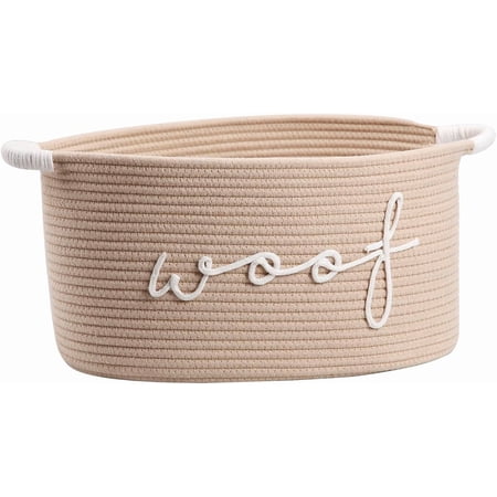 Woof Woven Rope Storage Baskets Pet Dog Toy Bin Box Perfect for organizing Chew Toys Blankets leashes Dog Toy holder Cotton Basket Puppy Bins