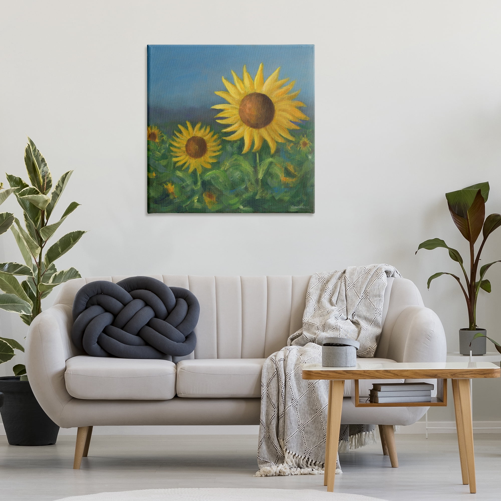 Stupell Industries Blooming Sunflower Meadow Botanical & Floral Painting Gallery Wrapped Canvas Art Print Wall Art, 30 x 30