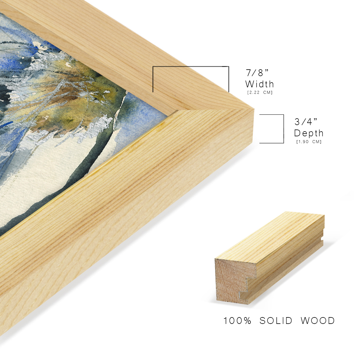 Cobalt & Paynes Petals I - Framed Print w/glass - Natural Wood