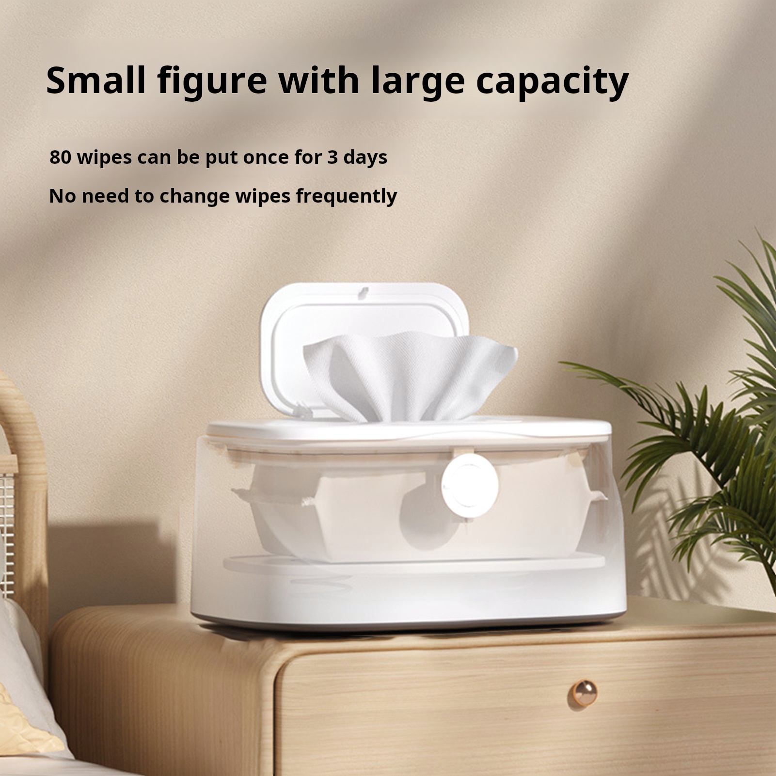 Homelife Wipes Warmer with Stainless Steel Top Heating 3 Adjustable Levels Indicator Light Constant Temperature Baby Wet Wipes Dispenser for Large Wipes Holds 80 Wipes Baby Care Essential