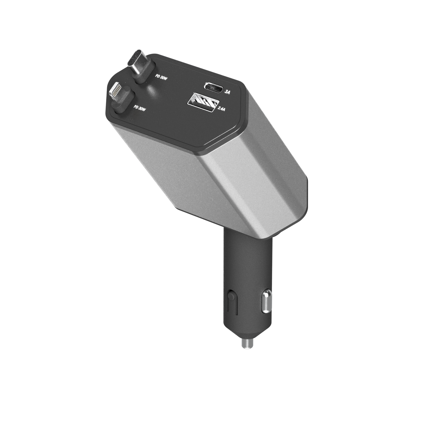 Zsou 4-in-1 Car Charger, 45W, USB-C and Lightning Cables photo 4