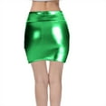 thumbnail image 3 of Ousvtion Saving Women's Sexy Bodycon Pencil Skirt Shiny Metalic Mini Skirts Glitter Tight Hip Dress Spicy Girl Dresses Nightclub Party Deals,Green,XL, 3 of 4