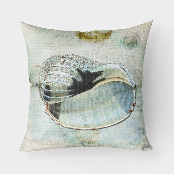 Carolines Treasures SB3028PW1818 Beach Conch Shell in Blues Fabric Decorative Pillow 18H x18W multicolor