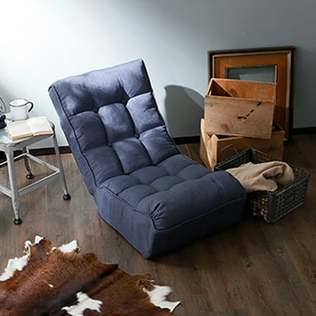LUCKHAO Single sofa reclining chair Japanese chair lazy sofa tatami balcony reclining chair leisure sofa adjustable chair,Navy