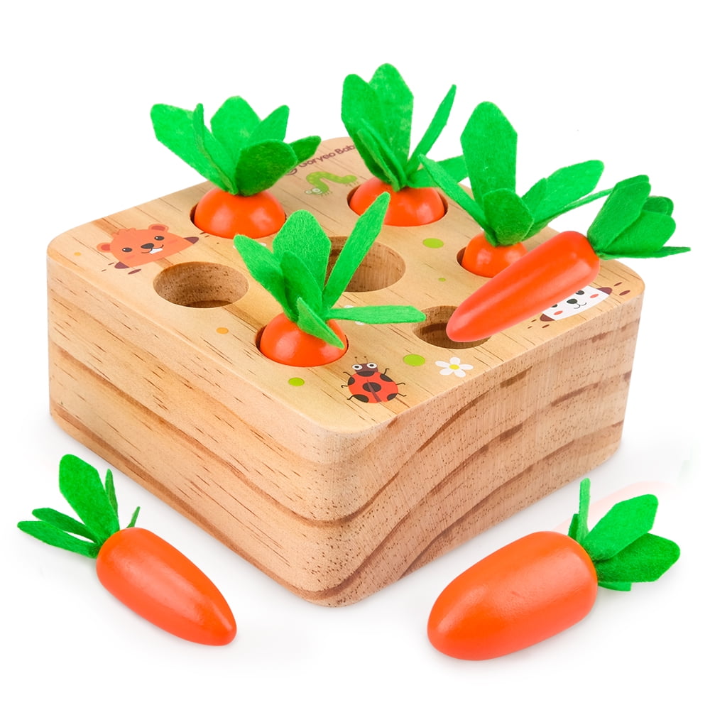 Dream Fun Wooden Montessori Toys for Baby Toddlers Fine Motor Carrot 
