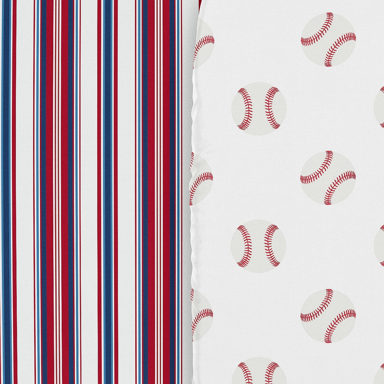Sweet Jojo Designs Baseball Patch Red White and Blue Baby Bassinet Fitted Sheets 2 Piece Set