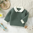 thumbnail image 5 of LUOGENLI Sweaters for Girls Size 14-16 Toddler Baby Girl Boy Knit Sweater Turn Down Long Sleeve Pullover Sweatshirt Fall Winter Clothes Sweaters for Girls Size 14-16 Dark Green 6-9 Months, 5 of 9