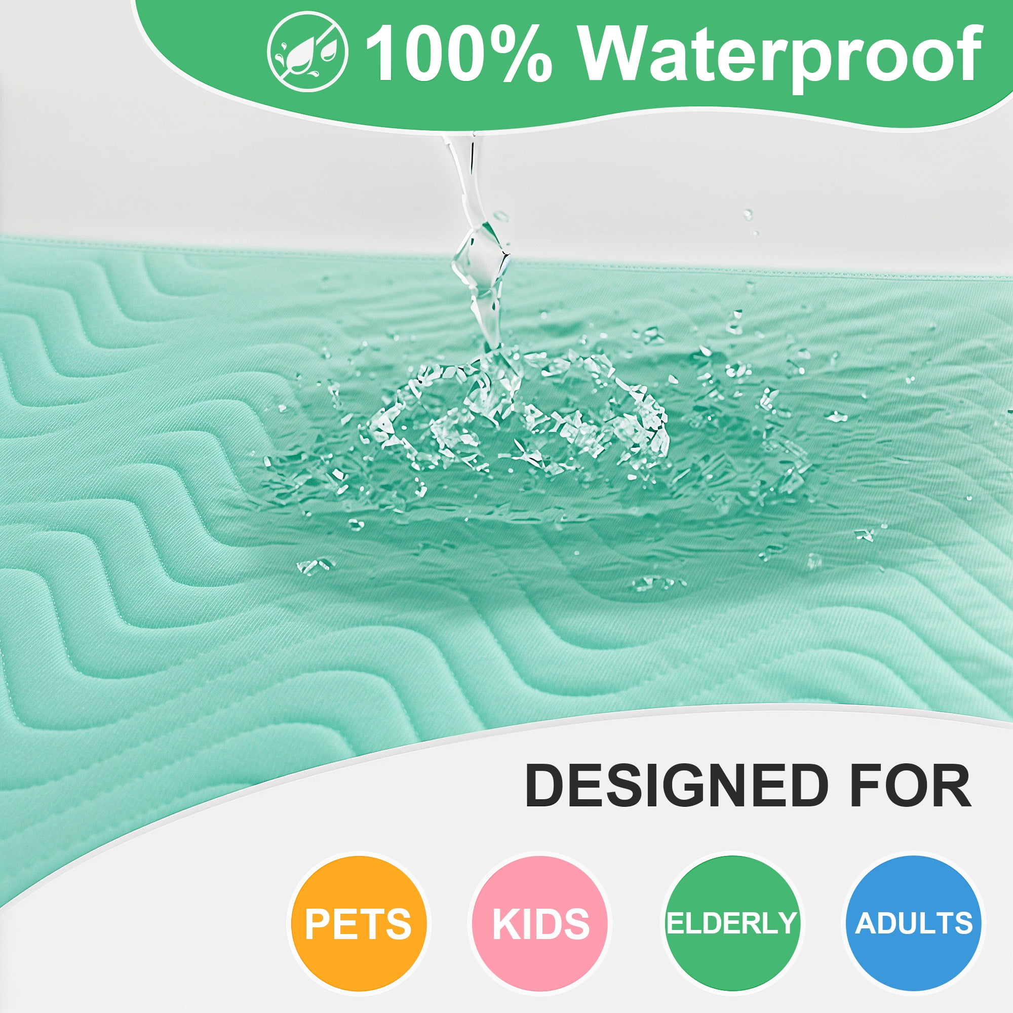 ALLJOY 3 Pack 34”x36” Waterproof Reusable Bed Pads - Washable Incontinence Underpads for Adults, Elderly, Kids, and Pets, Soft Quilted Mattress Protector