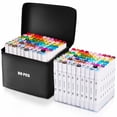 thumbnail image 1 of Marcadores de alcohol Brillcolors, 80 colores, con doble punta, recargables, 1 of 8