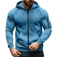 thumbnail image 2 of LODIENY Full Zip up Cargo Hooded Sweatshirts for Men Big and Tall Regular Fit Casual Fall Winter Long Sleeve Drawstring Hoodie Jacket Outwear Tops with Multi-Pockets Light blue M, 2 of 8