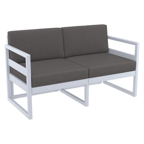 Compamia Mykonos Patio Loveseat in Silver finish with Charcoal Cushions