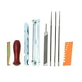 thumbnail image 3 of Chainsaw Sharpener File Kit Chainsaw Chain Sharpener Chain Parts Set, 5/32, 3/16, and 7/32 Inch Files, Wood Handle, Depth Gauge, and Tool Pouch for Sharpening & Filing All Chainsaws, 3 of 7