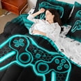 thumbnail image 4 of Castle Fairy Teens Video Game Twin Bedding Sets,Honeycomb Stripes Bedding Comforter Set, 4 of 8