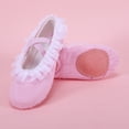thumbnail image 5 of TFEOQRY Kids Lace Trim Ballet Shoes Soft Split Sole Elastic Straps Canvas Dance Slippers, 5 of 9