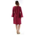 thumbnail image 2 of KENSIE Womens Maroon Textured Bell Sleeve V Neck Above The Knee Evening Shift Dress XL, 2 of 4