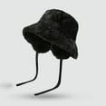 thumbnail image 2 of Moocorvic Winter Bucket Hat for Women, Faux Fur Soft Plush Hat with Drawstring,Black, 2 of 4