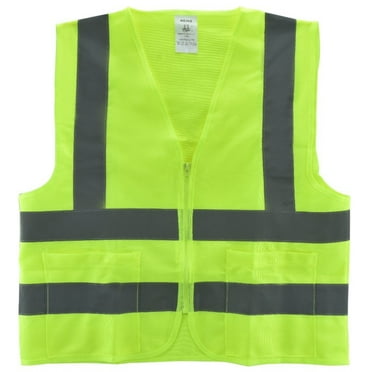 Neiko 53962A High Visibility Neon Yellow Safety Vest with Reflective Strips and Mesh Fabric and Pockets