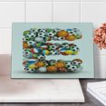 thumbnail image 2 of Letter E Cutting Board, ABC of Sports Concept Different Gaming Balls First Name Initial Monogram Design, Decorative Tempered Glass Cutting and Serving Board, Small Size, Multicolor, by Ambesonne, 2 of 5