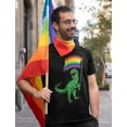 thumbnail image 3 of T-Rex Rainbow Flag Gay Pride Shirt - Casual LGBTQ Wear - 'Love is Love' Equality Message - Quality Graphic Print - X-Large Black, 3 of 6