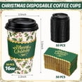 thumbnail image 2 of missunny-50Pcs Christmas Disposable Coffee Cups with Lids and Sleeves Xmas Holly Berry Paper Drinking Cup for Winter Holiday Party Supplies, 2 of 5