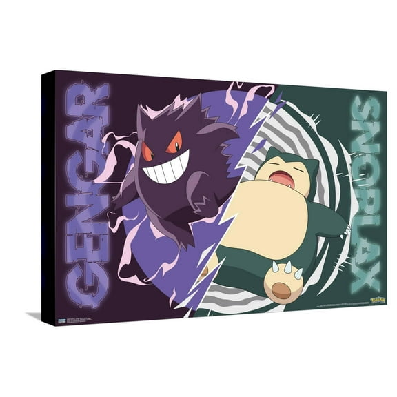 Pokémon - Gengar Snorlax Battle Canvas Wall Poster, 14.725" x 22.375"