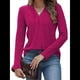thumbnail image 3 of Suéter de Mujer con Cuello en V y Larga, Tops de Otoño, Ropa Informal de Moda Rosa Roja XXL, 3 of 7