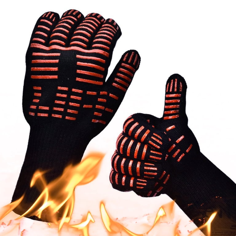 Heat Resistant BBQ Gloves – Up To 932°F, Long 14.5" Wrist Guards, Non-Slip Silicone, Flexible 3-Layer Design For Grilling, Baking, Fireplace & Cooking – L Size 4 thumbnail image
