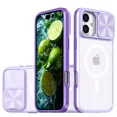 thumbnail image 1 of New Slide Camera Lens Protector Armor Case For iPhone 16 15 13 14 Plus 11 12 Pro Max For Magsafe Shockproof Bumpers Clear Cover Purple For iPhone 14 ProMax, 1 of 6