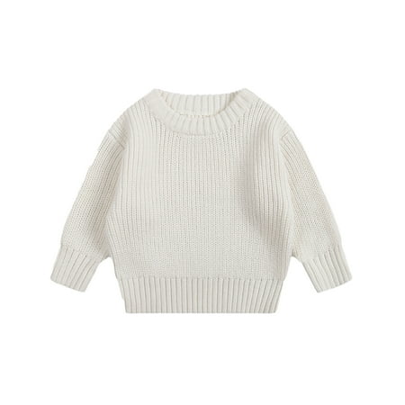 

MIASHUI Toddler Kids Pullover Sweaters Casual Clothing Baby Boys Girls Warm Soft Top White 0-3 Months