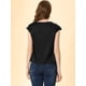 thumbnail image 5 of Blusa sedosa para mujer, cuello redondo, plisado, informal, elegante, superior Negro M, 5 of 6