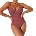 thumbnail image 1 of PEASKJP Womens One Piece Swimsuits Ruffle Bathing Suit Swimwear Ladies Swimsuit, Brown XL, 1 of 5