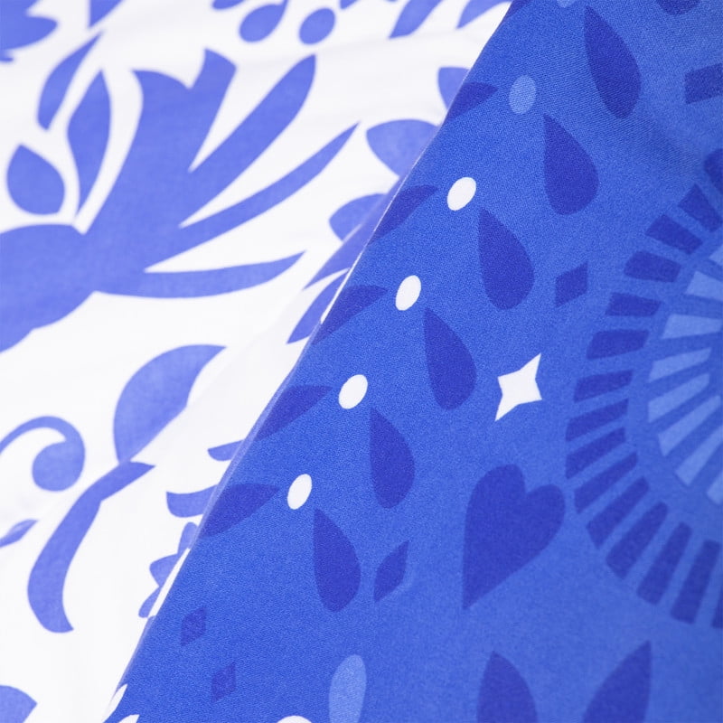 Plumón México Reversible Estampado Azul 1.5 Plazas