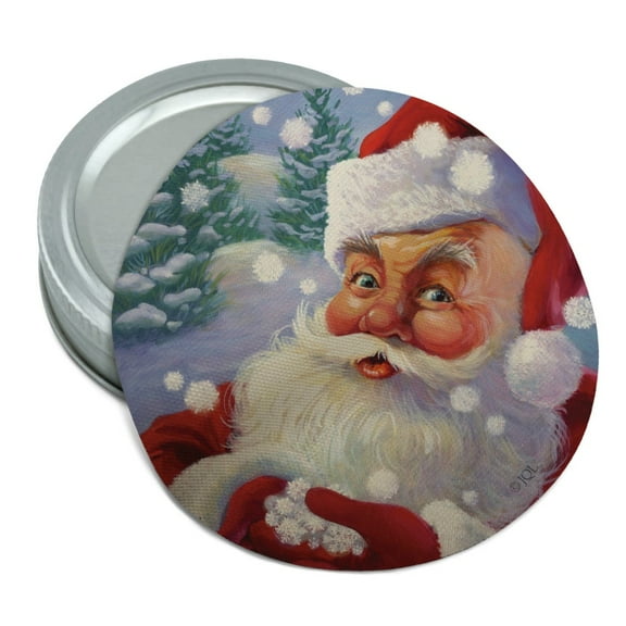 Christmas Holiday Santa Catching Snowflakes Round Rubber Non-Slip Jar Gripper Lid Opener