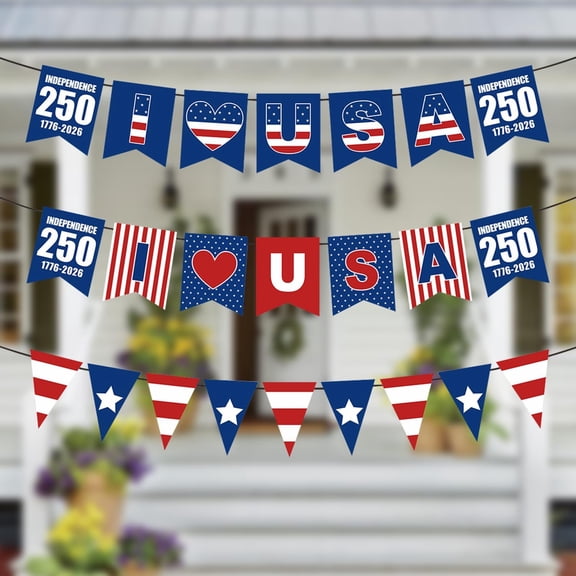 American 250th Anniversary Banner Flag, 4th of July Decorations,1776-2026 United States 250th Birthday Banner