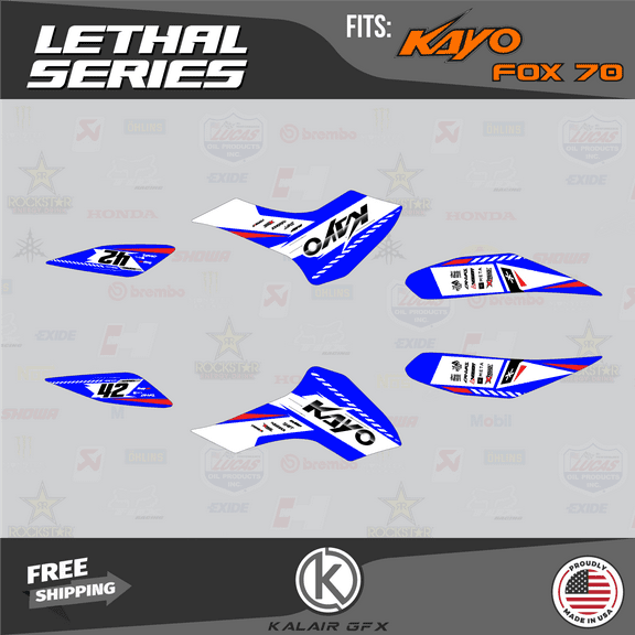 Kalair GFX Graphics Kit for Kayo SPORTS ATV FOX-70,AY-70,STORM-70 (All Years) Lethal Series
