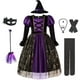 thumbnail image 1 of Vestido de bruja púrpura de manga larga para Halloween para niñas, disfraz de princesa bronceadora con estampado de telaraña, vampiro, fiesta de disfraces para niños Fivean unisex, 1 of 2
